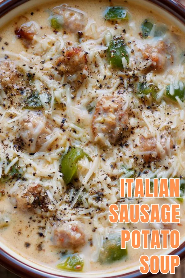 Italian Sausage and Potato Soup with Creamy Broth and Greens 3 Italian sausage and potato soup recipe with creamy broth, kale, and Parmesan