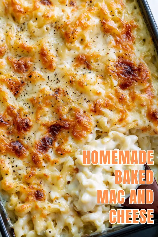 Homemade Baked Mac and Cheese with a Creamy Layered Center 6 Homemade Baked Mac and Cheese recipe with creamy pasta and golden baked topping