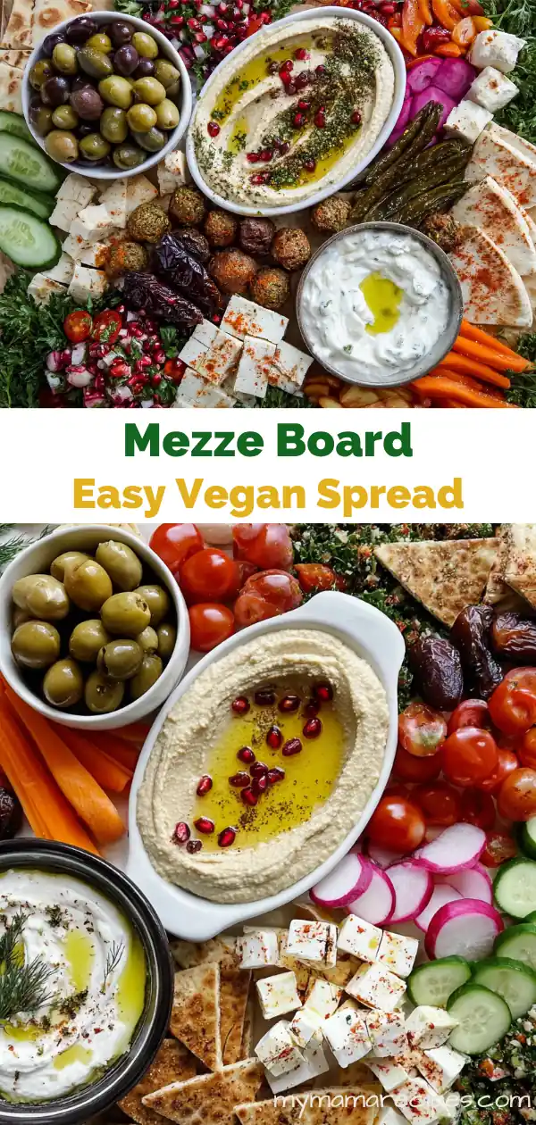Vegan Mezze Platter for a Fresh Mediterranean-Style Spread 10 Vegan Mezze Platter recipe with hummus, falafel, grilled eggplant, vegetables, and flatbread