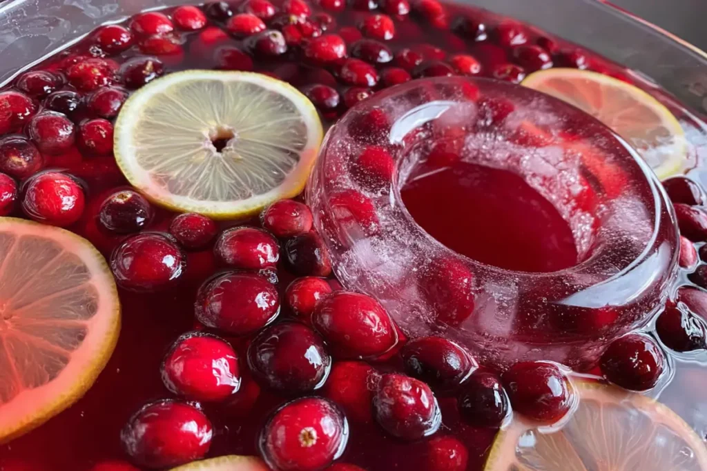 Citrus Berry Punch with an ice ring, citrus slices, and berries
