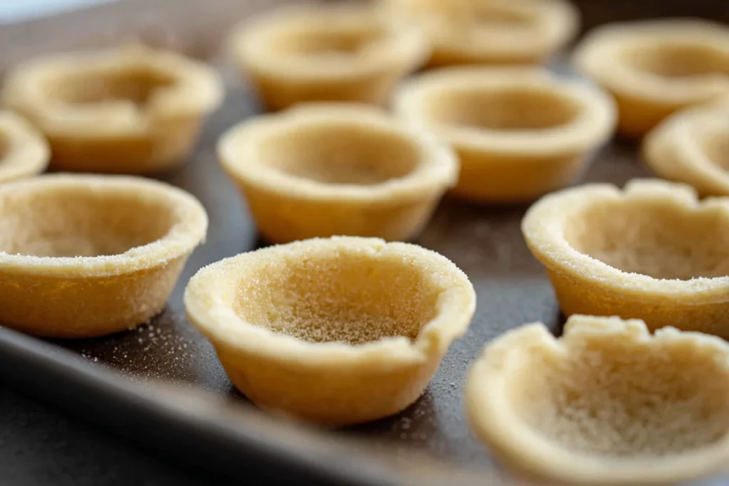 Strawberry Cookie Cups crusts cooled and ready for cream cheese filling
