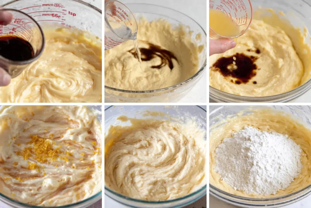 Lemon cupcake batter ingredients being prepared in mixing bowls