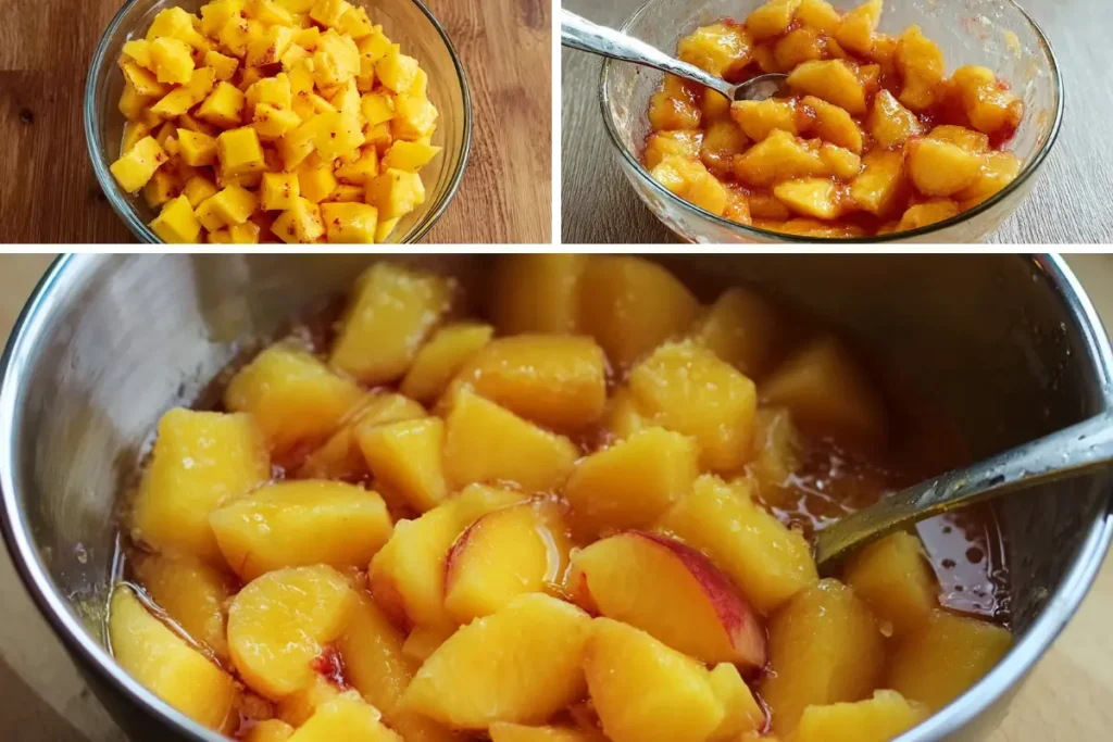 Macerated peaches with juices for Peach Macarons puree