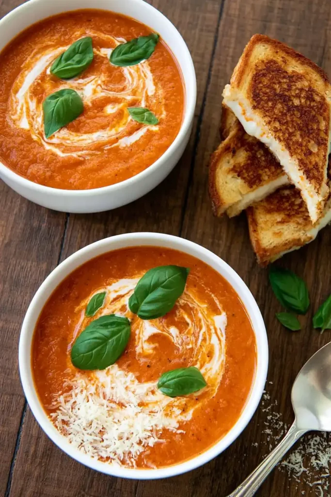 Roasted Tomato Soup with Rich Oven-Roasted Flavor 15 Roasted tomato soup served with a crisp grilled cheese sandwich