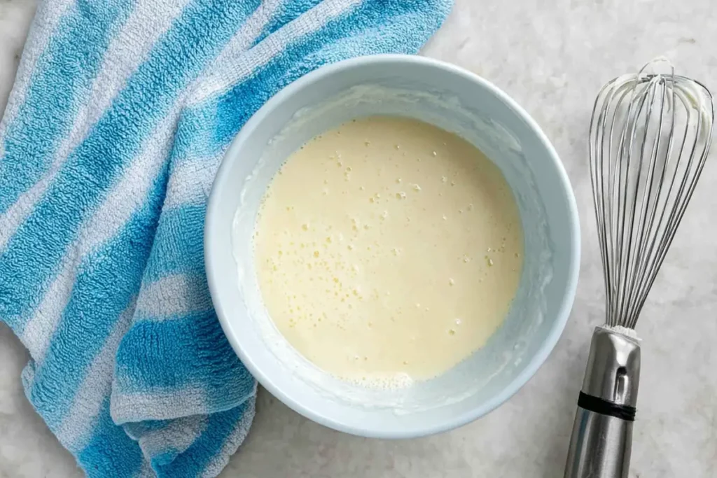 Smooth lemon glaze whisked for drizzling over lemon shortbread cookies