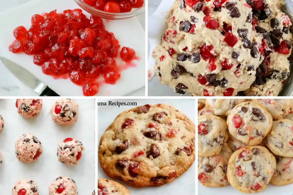 Cherry Garcia Cookies dough with chopped cherries and chocolate chips