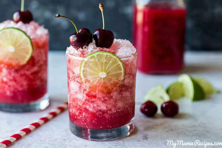 Cherry Limeade ingredients with fresh cherries limes honey and homemade syrup