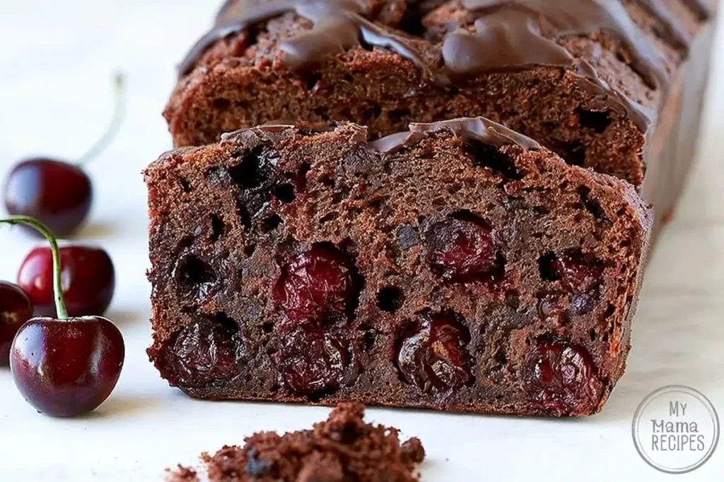 Chocolate Cherry Quick Bread center texture after baking