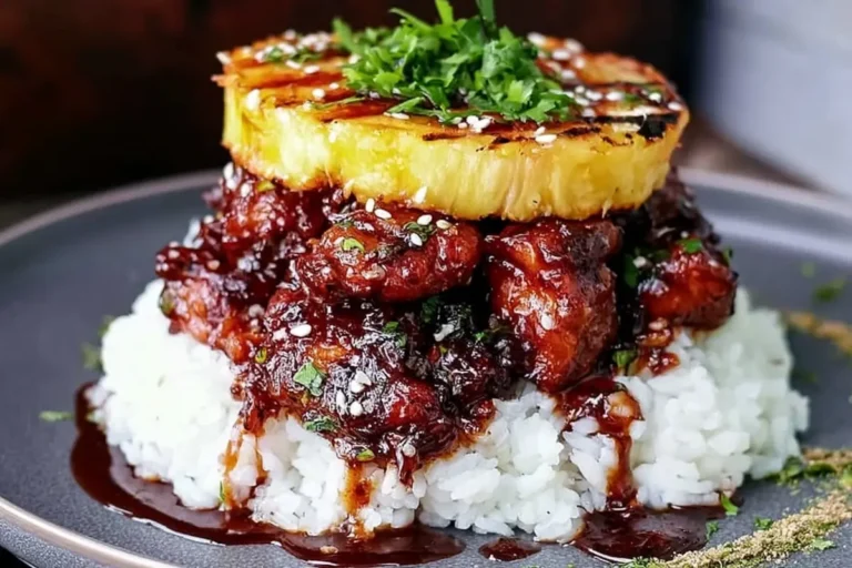 Mohamed Ayad's Hawaiian Huli Huli Chicken Stack Recipe