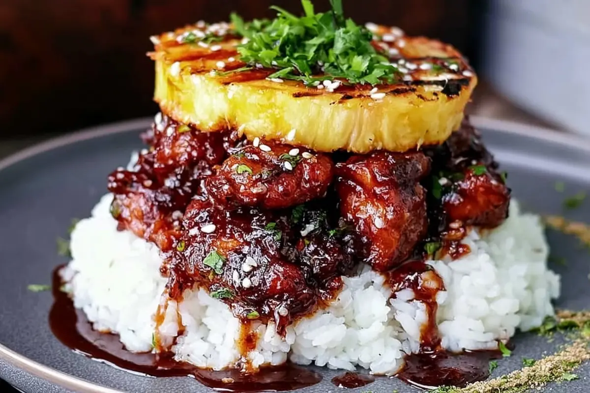 Mohamed Ayad's Hawaiian Huli Huli Chicken Stack Recipe