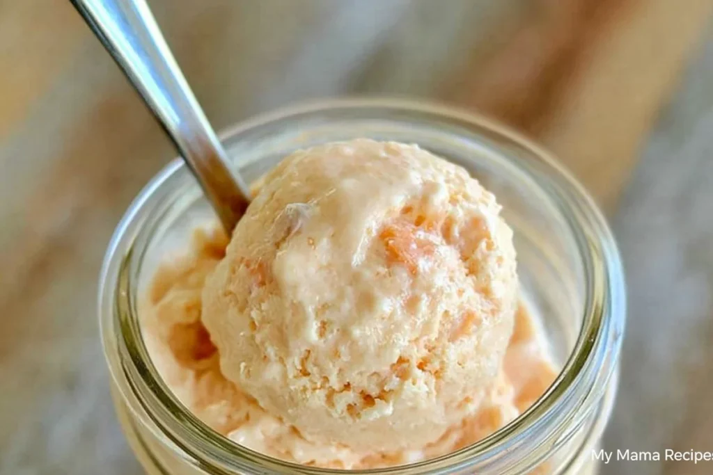 Creamy Nectarine Frozen Yogurt scoop with fresh fruit texture