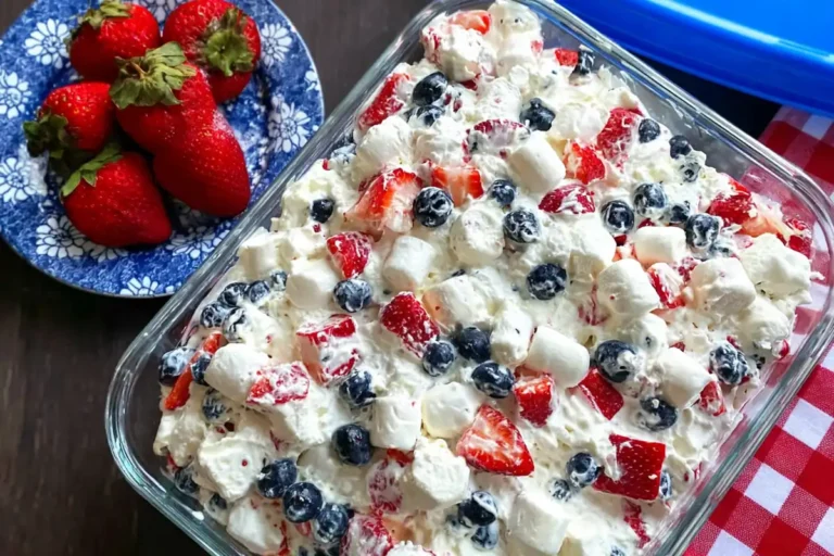 Mohamed Ayad's Red White and Blue Cheesecake Salad Recipe