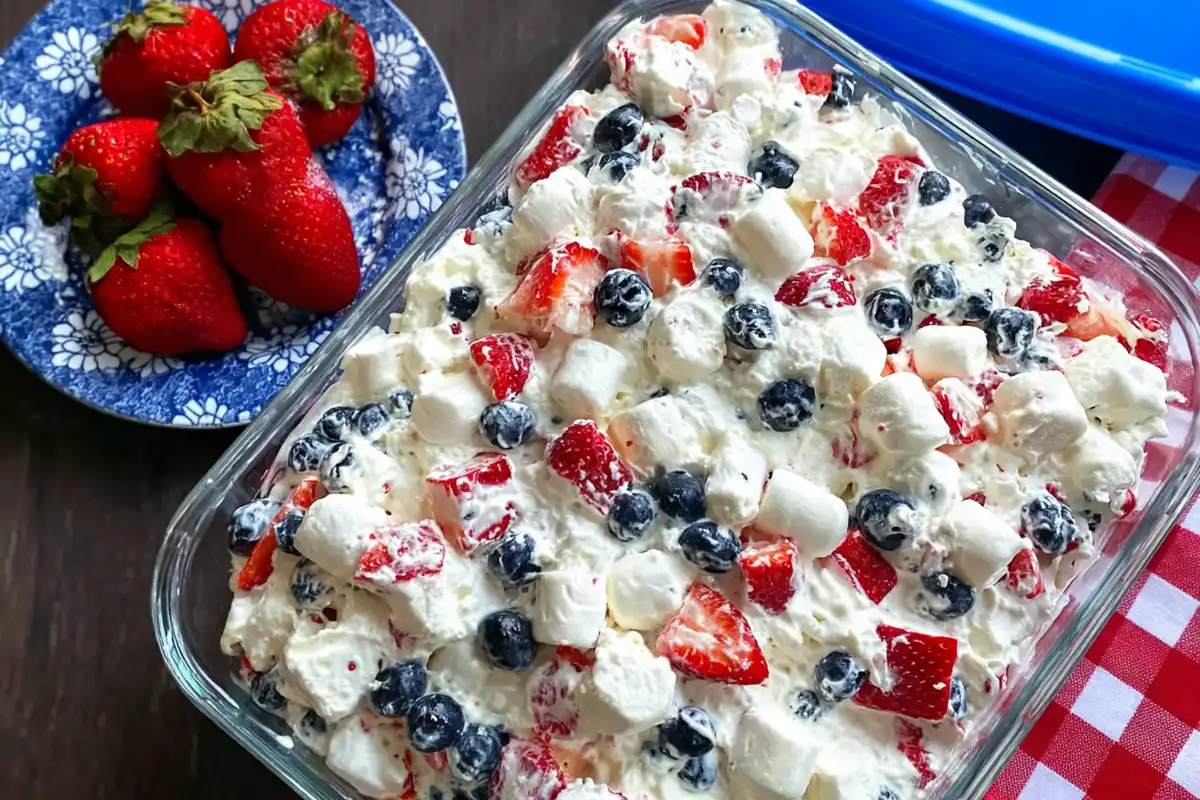 Mohamed Ayad's Red White and Blue Cheesecake Salad Recipe