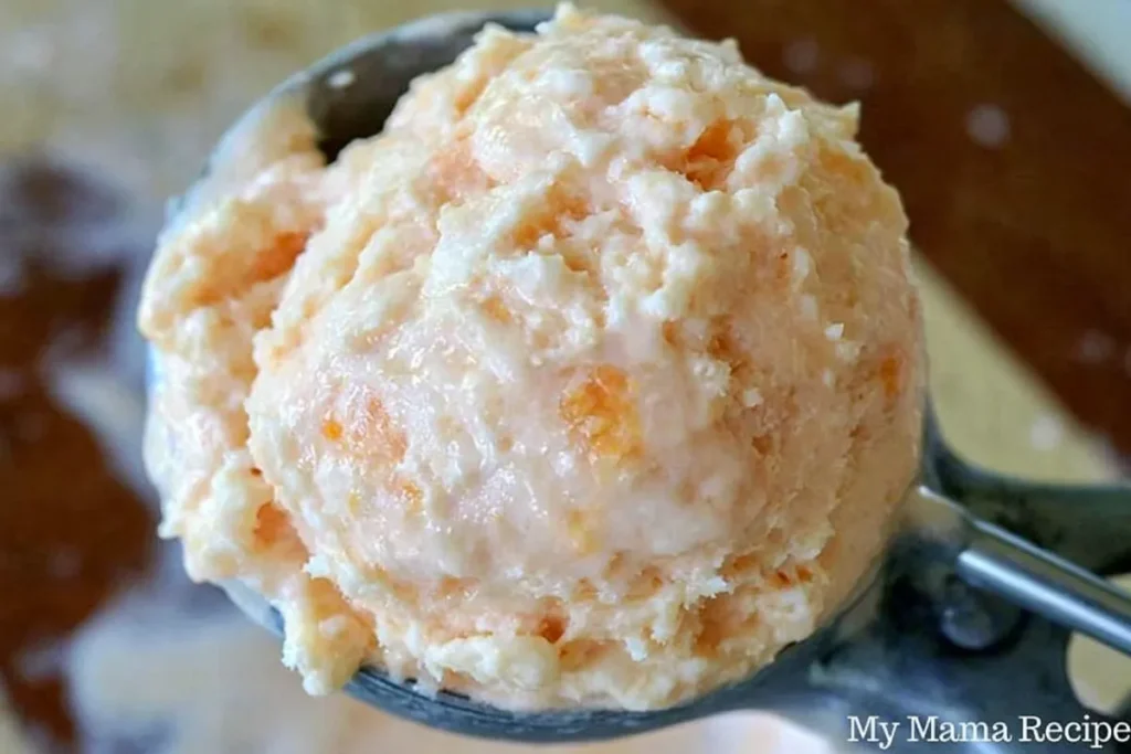 Creamy Nectarine Frozen Yogurt scoop with fresh fruit texture